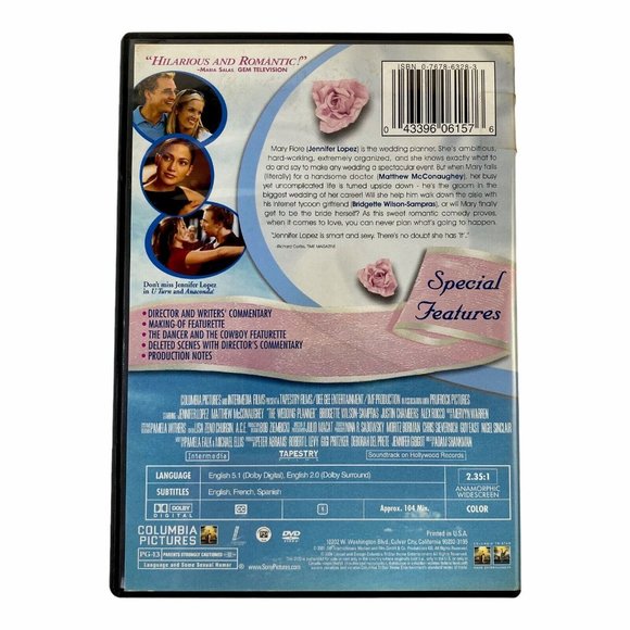 The Wedding Planner (DVD, 2001) Romance,‎ Jennifer Lopez, Matthew McConaughey - Picture 2 of 4
